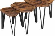 Nesting Coffee Table, Set of 3 End Tables for Living Room, Stacking Side Tables, Sturdy and Easy Assembly, Steel Frame, Industrial Style, Rustic Brown