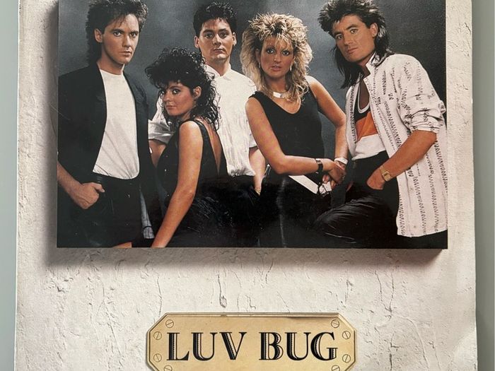 Rare Irish pressing Luv Bug LP 'The Hits of Luv Bug'. Live recording taken from the RTE Show Luv Bug at Cork Opera House. Includes Irish Eurovision entry You Can Count On Me. Lovely condition. Vinyl plays like new.  Last sold online four years ago.
