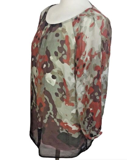 Autograph M&S Ladies Brown/Orange Chiffon Top / Blouse attached Vest Uk 14 includes post