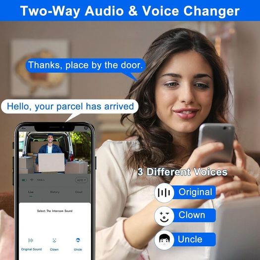 Wireless Video Doorbell with Chime, 2K HD No Subscription Security Doorbell Camera, PIR Motion Detection, Night Vision, 2-Way Audio, Battery Powered, SD Card/Cloud Storage, Works with Alexa and Google