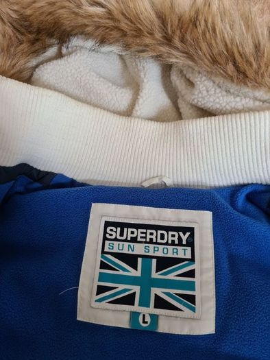 Superdry Navy / White Gilet with Faux Fur Hood
