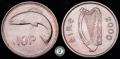 [#2589] - Ireland 2000 | Irish 10p | Ten Pence | Salmon | KM.29 | MS