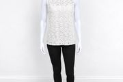 Pre Owned White Floral Lace High-Neck Shell Top