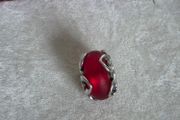 Pandora frosted red murano glass/hearts charm,very good condition hallmarked