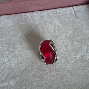 Pandora frosted red murano glass/hearts charm,very good condition hallmarked
