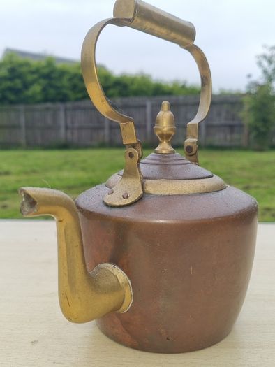 Antique copper and brass kettle