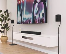 Adjustable Height Speaker Stand - Extends 28" to 38" - Holds Satellite & Small Bookshelf Speakers (i.e. Bose, Harmon Kardon, Polk, JBL, KEF, Klipsch, Sony and Others) - Set of 2