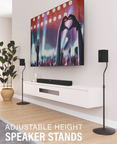 Adjustable Height Speaker Stand - Extends 28" to 38" - Holds Satellite & Small Bookshelf Speakers (i.e. Bose, Harmon Kardon, Polk, JBL, KEF, Klipsch, Sony and Others) - Set of 2