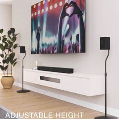 Adjustable Height Speaker Stand - Extends 28" to 38" - Holds Satellite & Small Bookshelf Speakers (i.e. Bose, Harmon Kardon, Polk, JBL, KEF, Klipsch, Sony and Others) - Set of 2