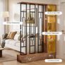 120cm Modern Wood & Metal Room Divider with Shelves, Freestanding Privacy Screen, Brown & Black, for Living Room, Office & Entryway Image 3
