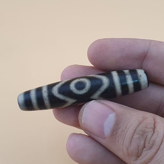Vintage Antique inspired Himalayan Tibetan 3 Eyes Agate Gemstone Bead Amulet Pendant
