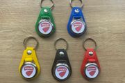 Brand new synthetic leather Ducati key ring with shopping trolley token/coin
