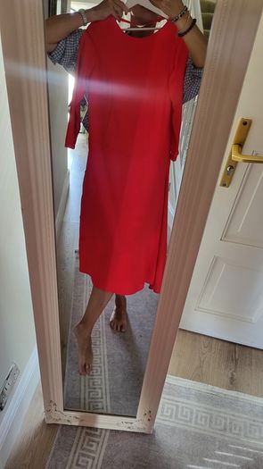 Kate Cooper coral asymmetrical dress Sz 10UK