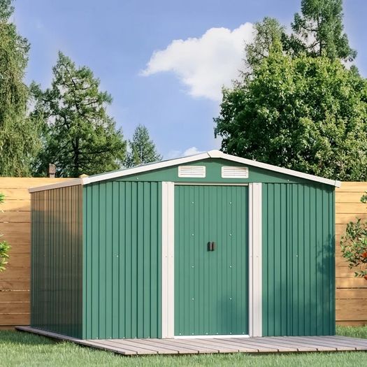 8Ft x 8Ft Green Metal Tool Shed (FREE POSTAGE)