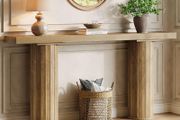 160cm Console Table, Extra Long Narrow Sofa Table, Wooden Hallway &amp; Entryway Table, Modern Farmhouse Table for Living Room