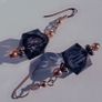 Smokey Plum Glass Cube Facet Drop Earrings Image 2