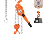 main image for ad Manual Lever Chain Hoist, 6 Ton 13200 lbs Capacity 20 FT Come Along, G80 Galvanized Carbon Steel with Weston Double-Pawl Brake, Auto Chain