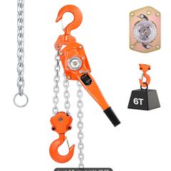 Manual Lever Chain Hoist, 6 Ton 13200 lbs Capacity 20 FT Come Along, G80 Galvanized Carbon Steel with Weston Double-Pawl Brake, Auto Chain