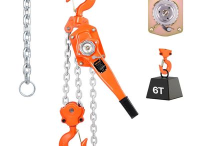 Manual Lever Chain Hoist, 6 Ton 13200 lbs Capacity 20 FT Come Along, G80 Galvanized Carbon Steel with Weston Double-Pawl Brake, Auto Chain