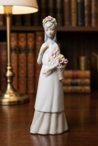 Vintage Spanish Porcelain Figurine Young Lady with Flower Basket