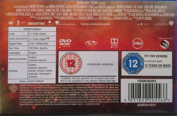 Wonder Woman (DC) [2017] Gal Gadot & Chris Pine [Movie DVD]