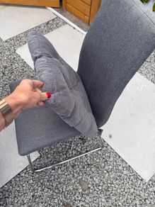 4 Grey fabric chairs + cushions