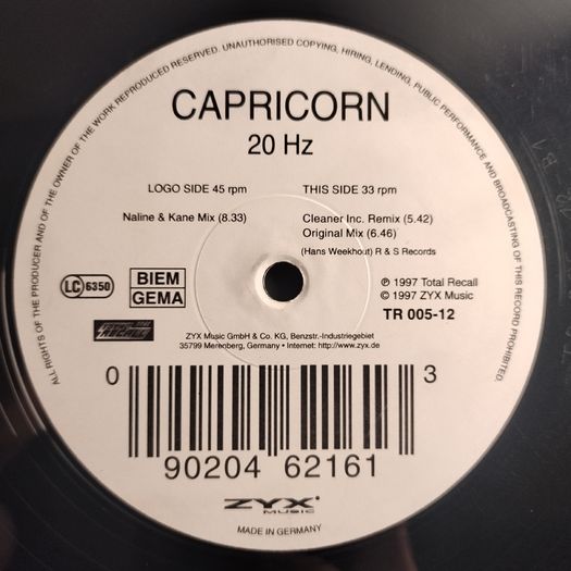 Capricorn - 20 Hz - ZYX Total Recall Records - Early 90s TRIBAL HOUSE CLASSIC!