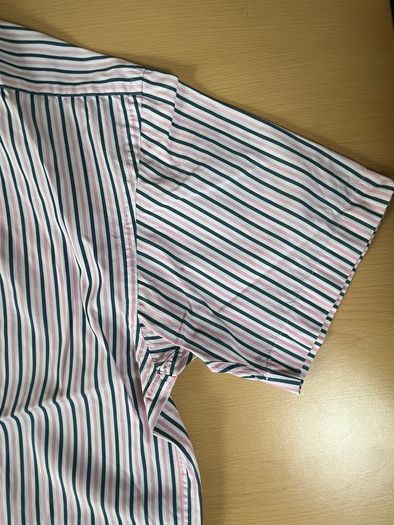 Gant Shirt Mens 2XL Striped Short Sleeve Collared Liberty Bell Poplin - Pink\Blue