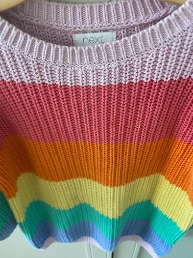 Long colourful striped knit jumper dress by Next baby
