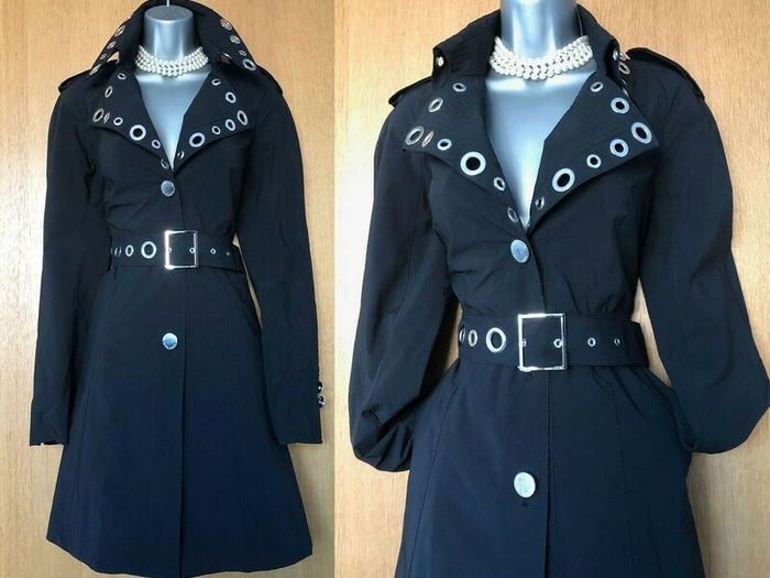 Rare Vintage Karen Millen Black Long Mac Trench Coat