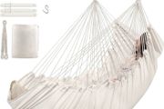 NEW SALE | Hammock Chair Hanging Swing 2 Seat Cushions Included,Strong Webbing Straps and Hooks for Easy Hanging Soft Cotton Weave Hanging Chair Side Pocket Large Tassel Chair Set Comfort Indoor Outdoor