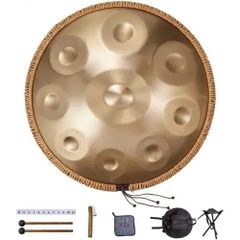 Handpan Drum 55.9 cm 9 Notes D Minor Steel Hand Drum with Mallets for Adult