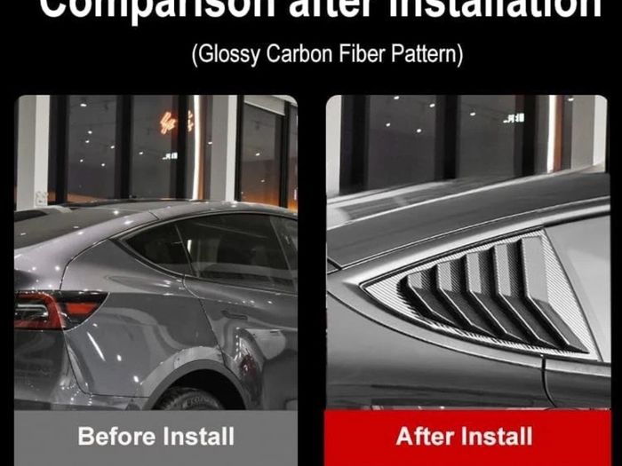 Tesla Model 3 Rear Side Window Cover Louver Sport Style 2017-2026 Accessories