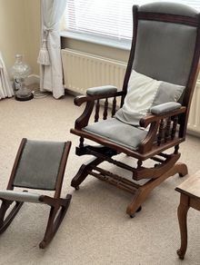 Vintage Spring Rocking Chair and foot stool