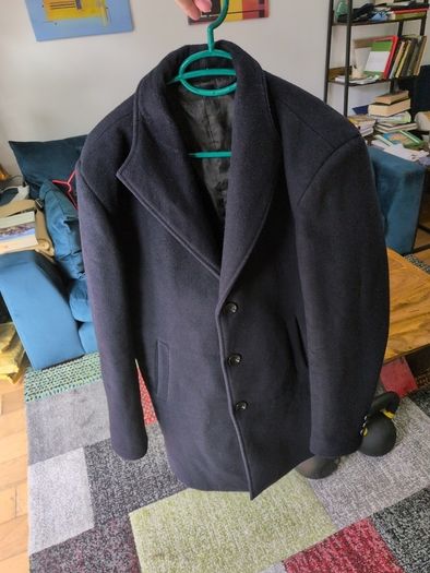 Navy wool mix coat