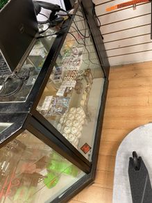 Shop glass display counter retail checkout