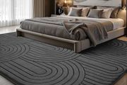 Rugs Living Room 160x230cm,3D Semicircular pattern Grey Area Rugs for Bedroom,Extra Large Rugs for living room,Machine Washable