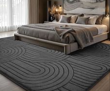 Rugs Living Room 160x230cm,3D Semicircular pattern Grey Area Rugs for Bedroom,Extra Large Rugs for living room,Machine Washable