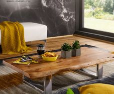 Solid Wood Live Edge Coffee Table  Rustic Modern Living Room Table