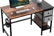 Computer Desk, Office Work Desk for student and worker, Writing Desk with drawer and Headphone Hook, Laptop Table with shelves, Modern Style Desks for Bedroom, Home 100x50x75cm (FREE POSTAGE)