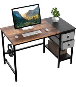 Computer Desk, Office Work Desk for student and worker, Writing Desk with drawer and Headphone Hook, Laptop Table with shelves, Modern Style Desks for Bedroom, Home 100x50x75cm (FREE POSTAGE)