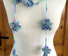 Handmade crochet flower lariat scarf