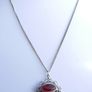 Victorian Sterling Silver 925 Triple Spinning Fob Pendant with  Chain (Onyx Agate Carnelian Spinning Fob) length 19" - 5g Image 4