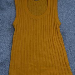 Vintage Mustard Ribbed Knit Tank Size M