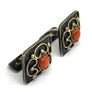 Rare Antique Servoz Paris Silver and Gold Cufflinks with Coral Image 2
