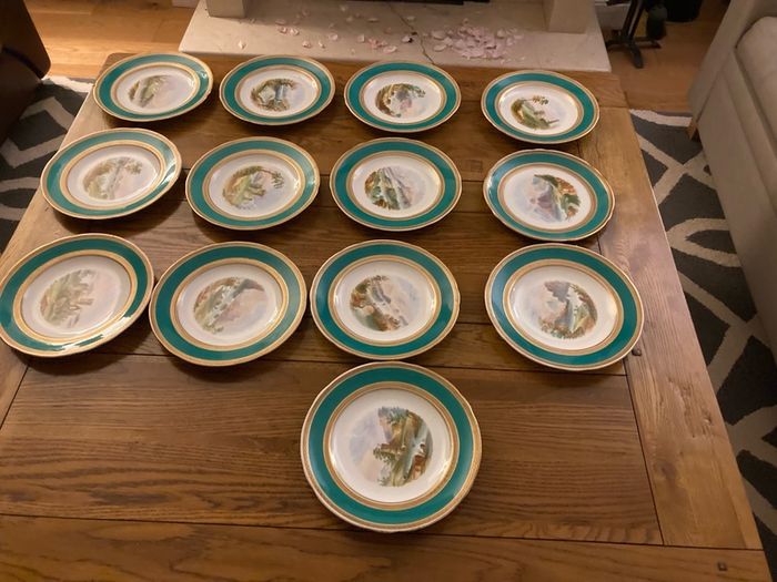 Price drop hand painted  Irish scenes of Ireland vintage  Rare set of Victorian hand painted dessert plates Irish landscape scenes