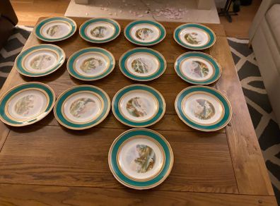 Price drop hand painted  Irish scenes of Ireland vintage  Rare set of Victorian hand painted dessert plates Irish landscape scenes