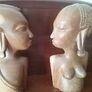 Pair of African Carved Wooden  Busts Image 3