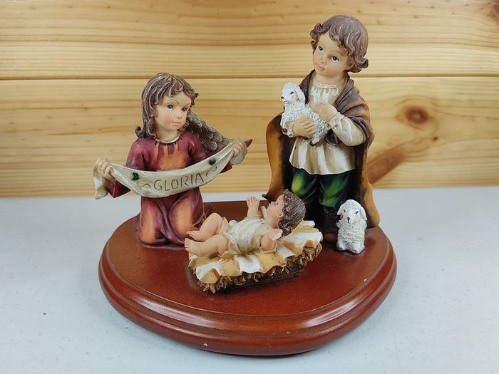 Ornament Gloria Baby Angel Lambs Vintage Antique