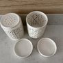 2x white ceramic orchid planters with saucers Image 3